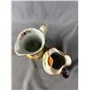 Image 2 : 2 Vintage Autumn Design Ceramic Pottery Pitcher Vases - 6" H & 6.5" H