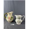 Image 1 : 2 Vintage Floral Pitchers - 9.5"H Hand Decorated California Franciscan Ware & 6.75" H Lord Nelson Po