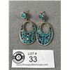 Image 1 : 925 Sterling Silver Vintage Dangle Earrings w/ Inlayed Turquoise
