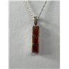 Image 2 : 925 Sterling Silver Genuine Amber Pendant w/ Sterling Chain, Vintage