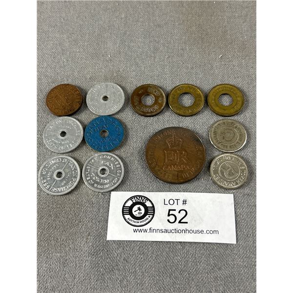 Assortment Of Tokens - Amusement, 1953 Coronation Medallion & More