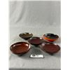 Image 1 : 5 Quality Hand Decorated Japanese Lacquer Food Bowls 1940's