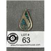 Image 1 : Nice Turquoise & Sterling Teardrop Pendant 1.5"L