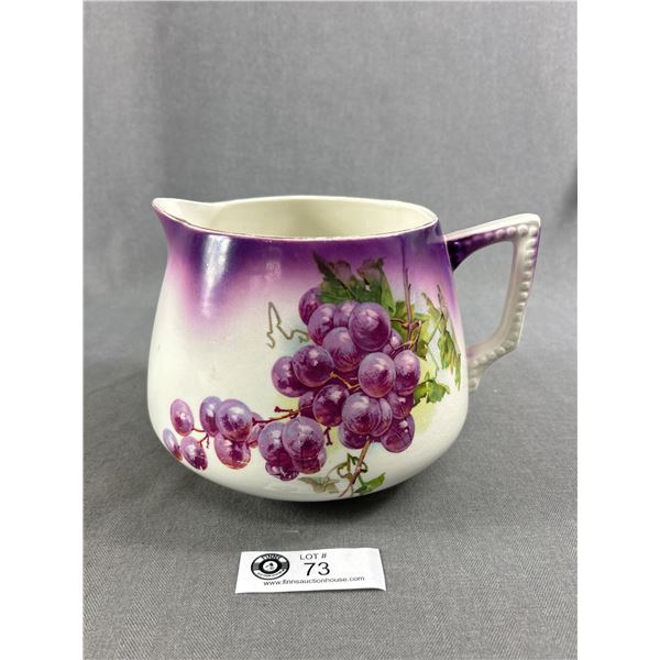 Pretty 6" H Grape Floral Pitcher Marked Dresden China