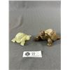 Image 1 : 2 Carved Stone Turtle Figures - 2.5" x 4" Marble & 3.5" x 1.5" Onyx