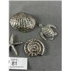 Image 3 : 5 Silvertone Ocean Themed Large Pendants & 1 Silvertone Swirl Brooch