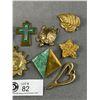 Image 3 : 10 Goldtone Large Pendants, 1 Scroll Brooch, 1 Leaf Scarf Clip & Star Shaped Clip