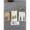 Image 3 : 3 New Fashion Earring & 18" Silvertone Necklace w/ 1.5" Japer Pendant Plus Matching Cuff Bracelet