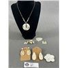 Image 1 : Some Vintage Mother Of Pearl Earrings, Necklace, Brooches & Pendants