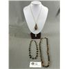 Image 1 : Vintage 22" Tiger's Eye Beaded Necklace, Gold Tone 18" Necklace w/ 2.5" Tiger's Eye Pendant & 16" St