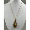 Image 2 : Vintage 22" Tiger's Eye Beaded Necklace, Gold Tone 18" Necklace w/ 2.5" Tiger's Eye Pendant & 16" St