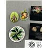 Image 3 : 3 Pairs Of Cloisonne Earrings, Humming Bird Brooch, Vintage Floral Pendants & More