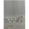 Image 2 : MCM Copper Tray w/ Glass Cocktail Mixer, Glasses & Coaster Set
