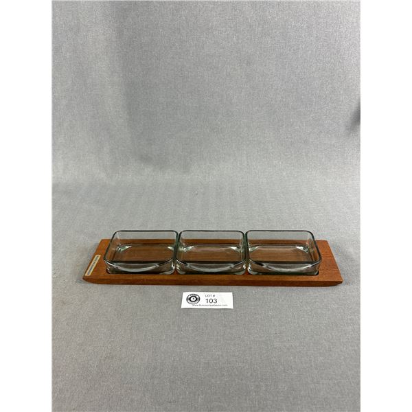 MCM Teak & Glass Tidbit Tray - Made In Denmark