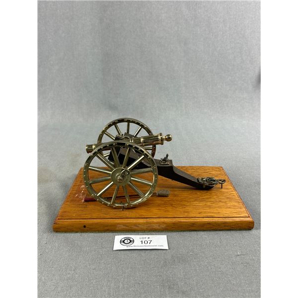 Vintage Cannon On 10" x 6" Wood Base