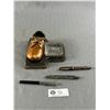 Image 1 : Vintage Bakelite Fountain Pens (One Watermns w/ 14K Nib) & Copper Desk Accessory