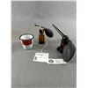 Image 1 : Antique Medical Bottles w/ Atomizers & Enamel Measuring Cup w/ Advertising