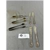 Image 1 : 3 Antique Silverplated Sugar Tongs & Wm. Rogers & Son Butter Knives Set