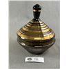 Image 2 : Vintage Bohemian Amber Glass w/ Gold Lidded Candy Dish