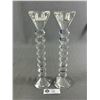 Image 1 : Stunning Pair Of Vintage Crystal Candle Sticks - 11" tall