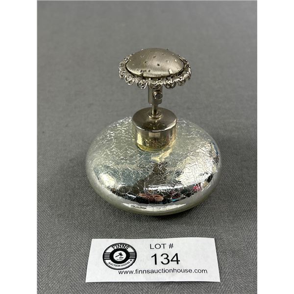 Fabulous 50's DeVilbiss Mercury Crackle Glass Perfume Bottle w/ Pump