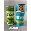 Image 1 : 2 Vintage Tin Cans w/ Contents - Snap Motor Tune-Up & Shell Cooling System Detergent Cleaner