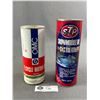 Image 1 : 2 Vintage Tin Cans w/ Contents - STP Snowmobile Oil w/ Gas Treatment & Castrol OMC 2 Cycle Motor Oil