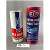 Image 2 : 2 Vintage Tin Cans w/ Contents - STP Snowmobile Oil w/ Gas Treatment & Castrol OMC 2 Cycle Motor Oil