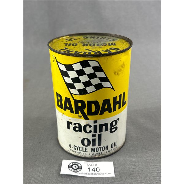 Vintage Tin Can w/ Contents - Bardahl Racing Oil 4-Cycle Motor Oil