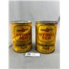 Image 2 : 2 Vintage Pennzoil Hydra Flo Automatic Transmission Fluid Tin Cans w/ Content