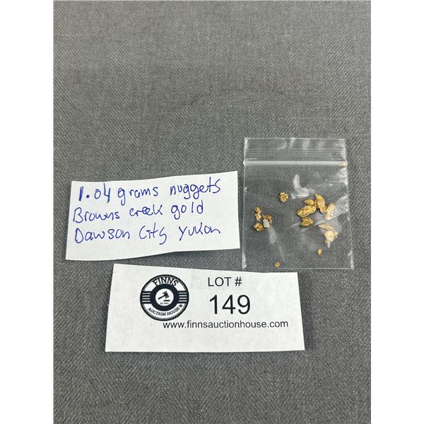 1.04 Grams Nuggets Browns Creek Gold, Dawson City, Yukon