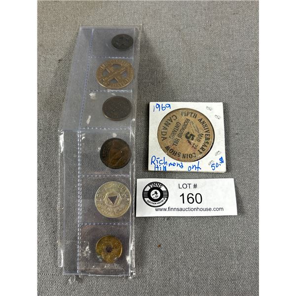 Vintage Tokens - Richmond Hill, Ont 5th Anniversary Coins Show, Louisiana Luxury Taxi, Jacksonville 