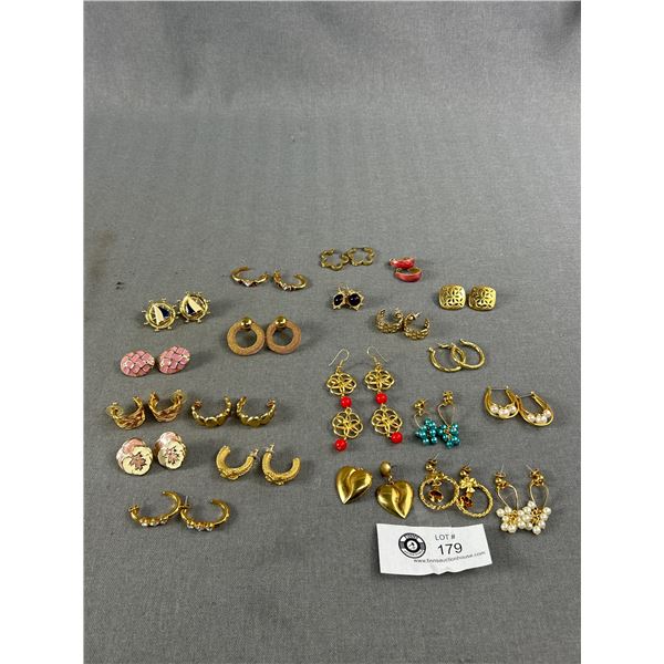 Nice Large Selection Of Gold Tone Earrings - Beads, Rhinestones & More