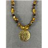 Image 2 : Gorgeous 26" L Beaded 1.5" Gold Tone Pendant Necklace w/ Matching Stretch Bracelet