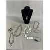 Image 1 : 36" Clear & Milky Beaded Necklace Plus Assorted Bracelets & Necklaces