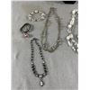 Image 2 : 36" Clear & Milky Beaded Necklace Plus Assorted Bracelets & Necklaces