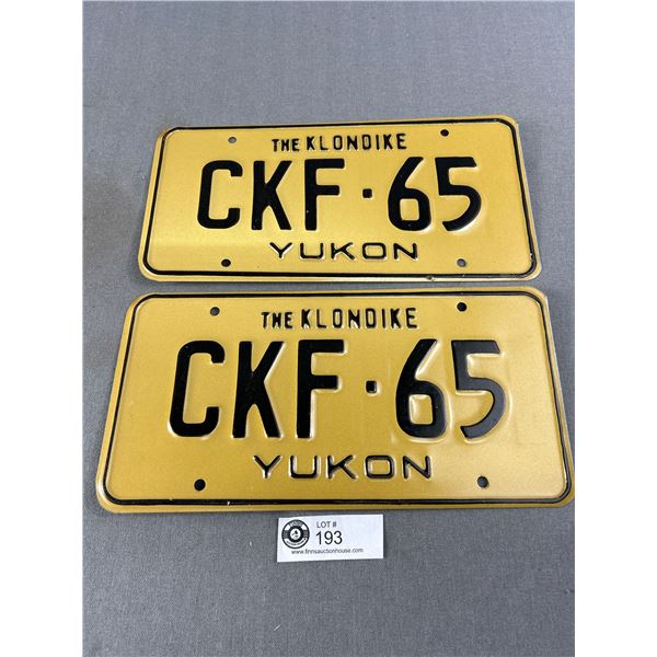Matching Pair Of Yukon "The Klondike" License Plates