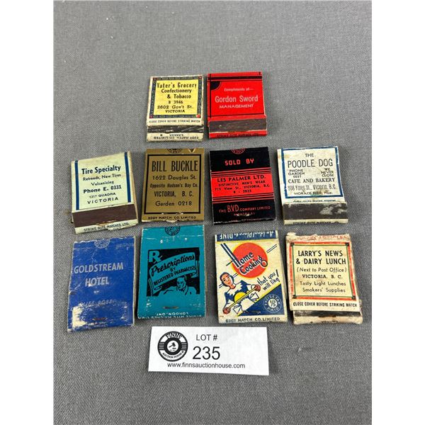 10 Victoria Advertising 1920's-1930's Match Book Covers