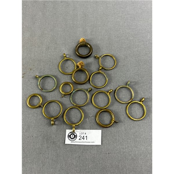 15 Antique (1910-20) Brass Curtain Rod Rings