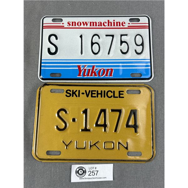 2 Yukon License Plates - "Ski-Vehicle" & "Snowmachine"