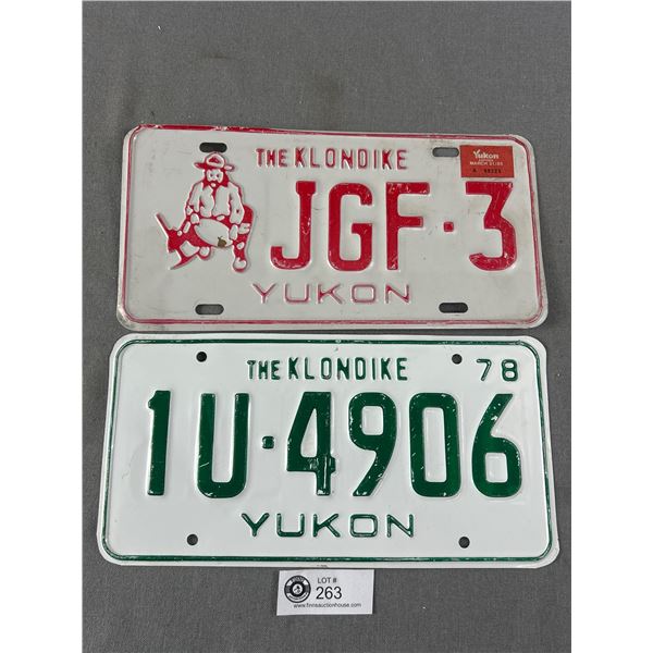 2 Vintage Yukon "The Klondike" License Plates- 1978 & 1985