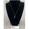 Image 1 : Lovely Vintage Gold w/ Blue tone Pendant w/ Gold Plated Sterling Silver Chain By CORO Necklace