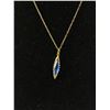 Image 2 : Lovely Vintage Gold w/ Blue tone Pendant w/ Gold Plated Sterling Silver Chain By CORO Necklace