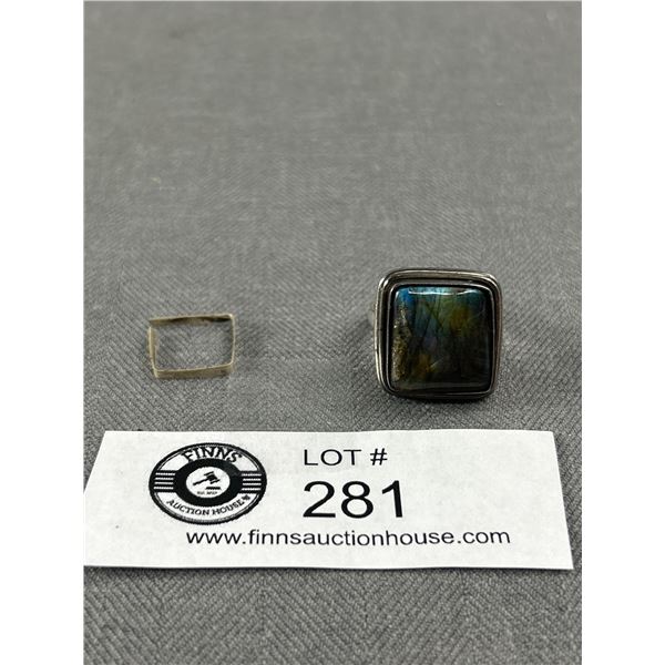 Large Vintage 925 Sterling Silver Labradorite Ring