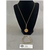 Image 1 : Pretty Gold Plated Pendant w/ Chain Necklace & Bracelet