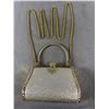 Image 1 : Small Gold Tone Metal Purse w/ Rhinestones & Silver Glitter