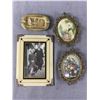 Image 1 : Misc Vintage Finds - 4" Brass Shakesphere Birthplace Ashtray, (2) 5" Metal Framed Pictures & Glass F
