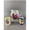Image 2 : Lot Of 3 Vintage Ceramic Pottery Pieces - Orchid Aloha, Hawaii Mug, 3.75" H Pretty Pitcher & 7.5" Ma
