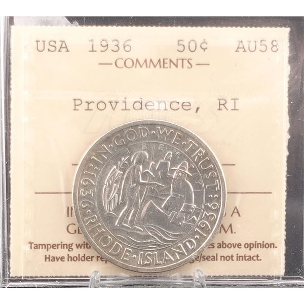1936 Providence RI Silver 50 Cent Commemorative