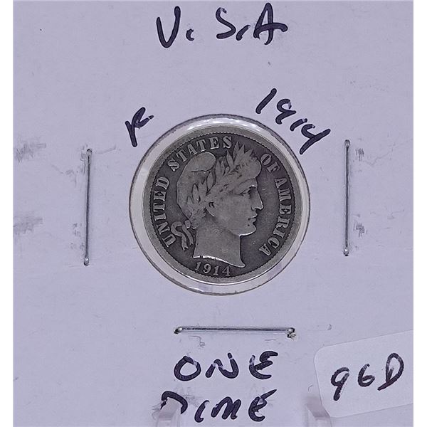 1914 Silver Barber Dime